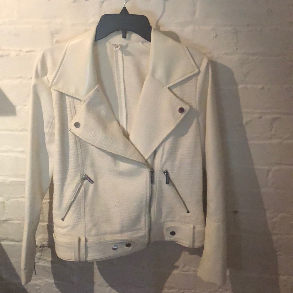 Cotton and leather jacket